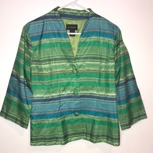 Virgo blue & green striped thin blazer for women